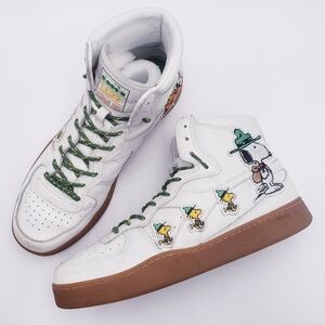 Diadora LC23 Peanuts Mi Basket White Leather High Top‎ Sneakers Men's Size 11